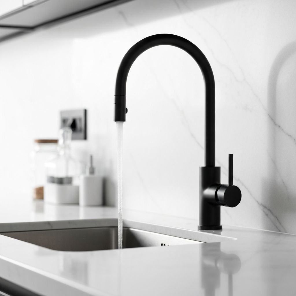 Modern kitchen tap installation